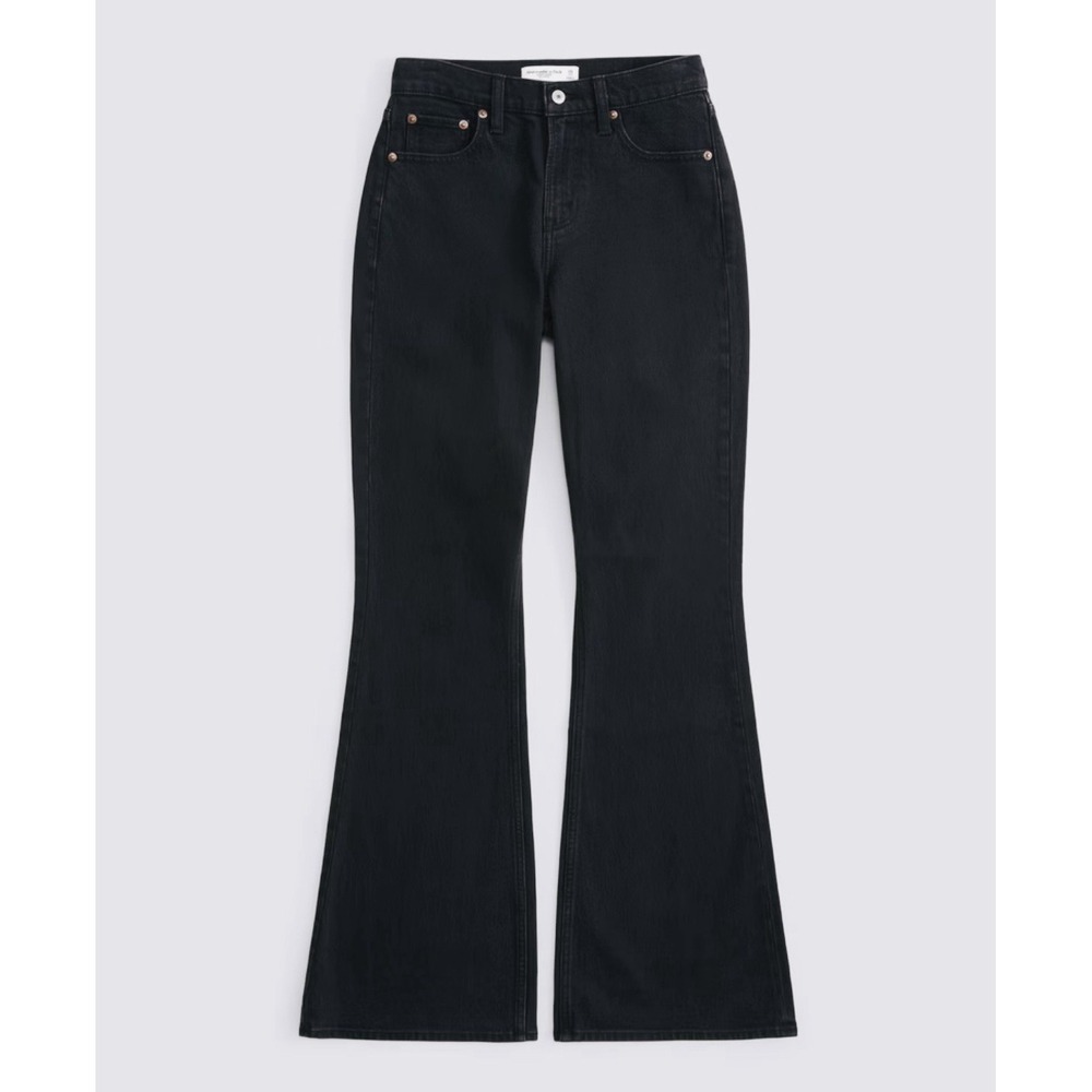 NWT $90 Abercrombie & Fitch VTG Flare High‎ Rise Black Jeans Plus Size 36 / 22S